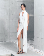 Model wearing The Belinda pearl heels