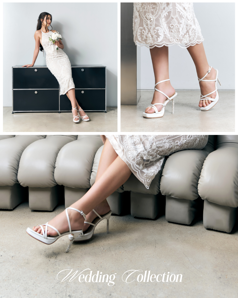 Model wearing The Cara crystal heels