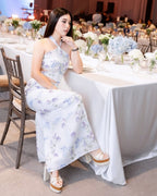 Model wearing The De’Mure woven-detail platform sandals