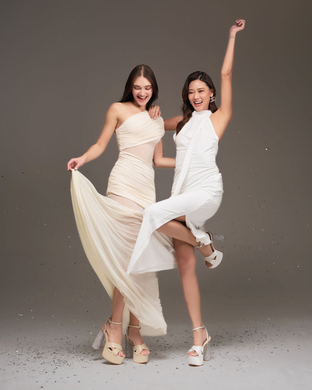 Model wearing The Glamour platform sandals