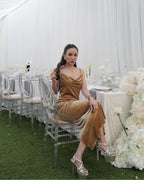 Model wearing The Victoria cross-strap pageant platform heels
